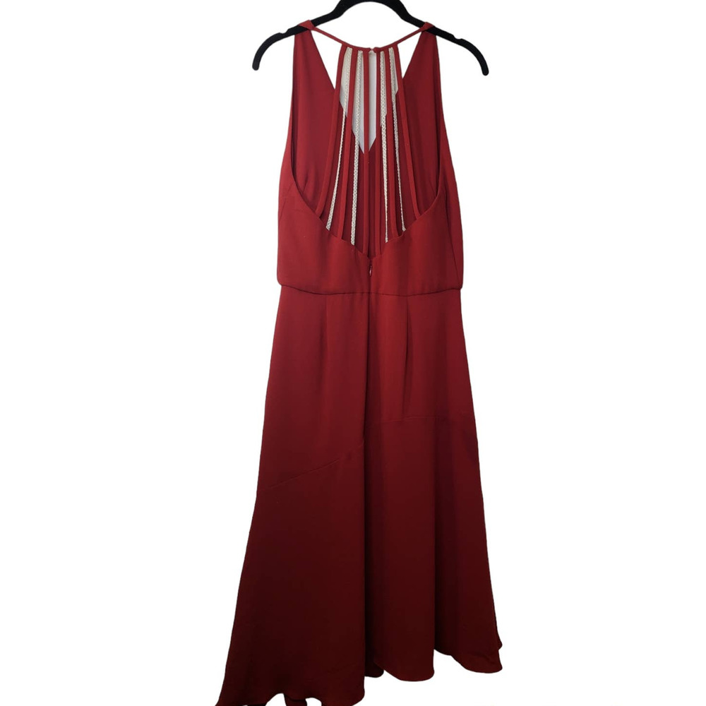 Reiss Red Fiona Beaded Strappy Halter Midi Dress - Picture 11 of 12